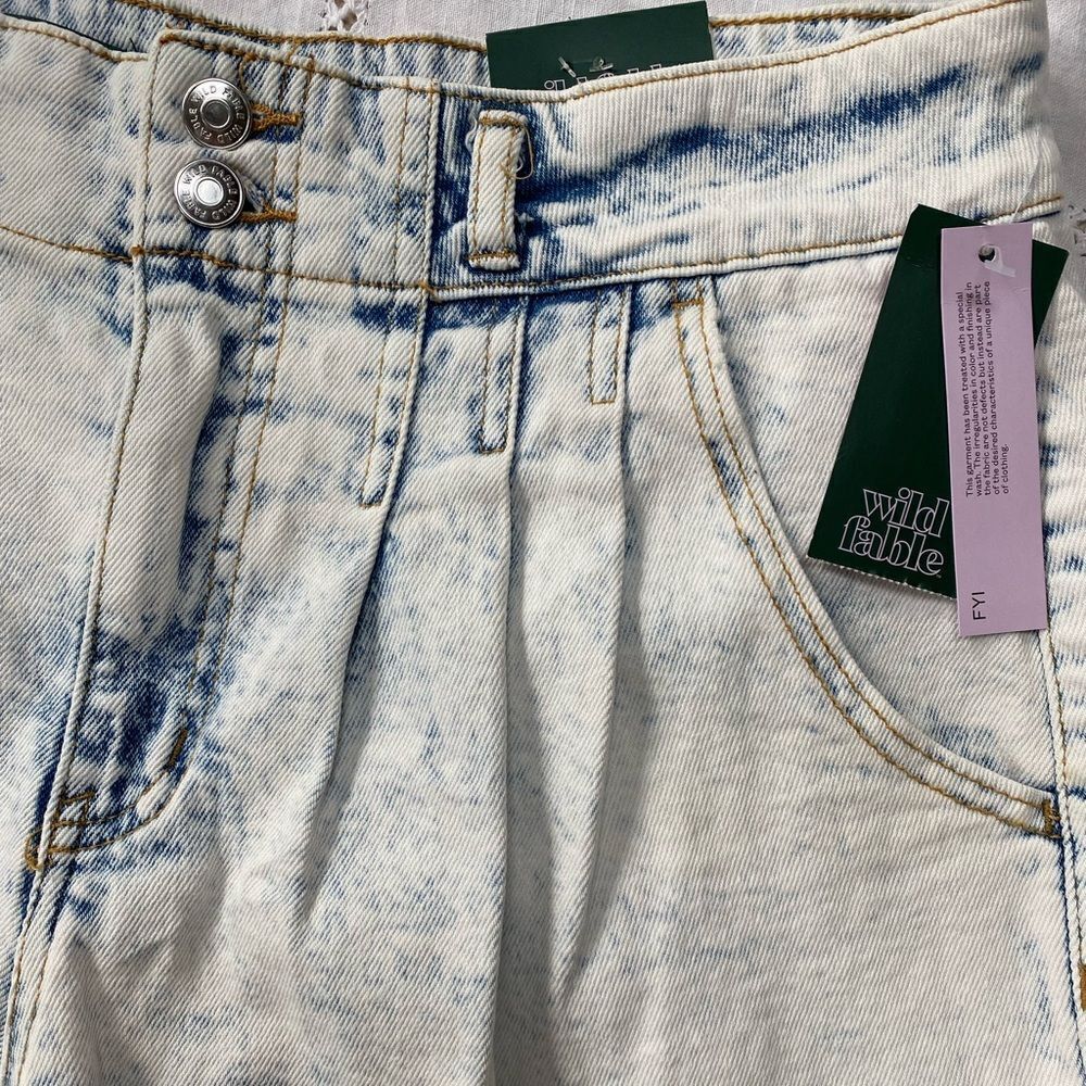 80s Style Acid Wash Button-fly High-rise Shorts - Picture 5 of 5